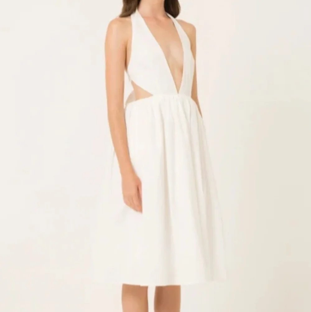 Amylynn - White Cotton Halter Marilyn Dress - M - Picture 3 of 6